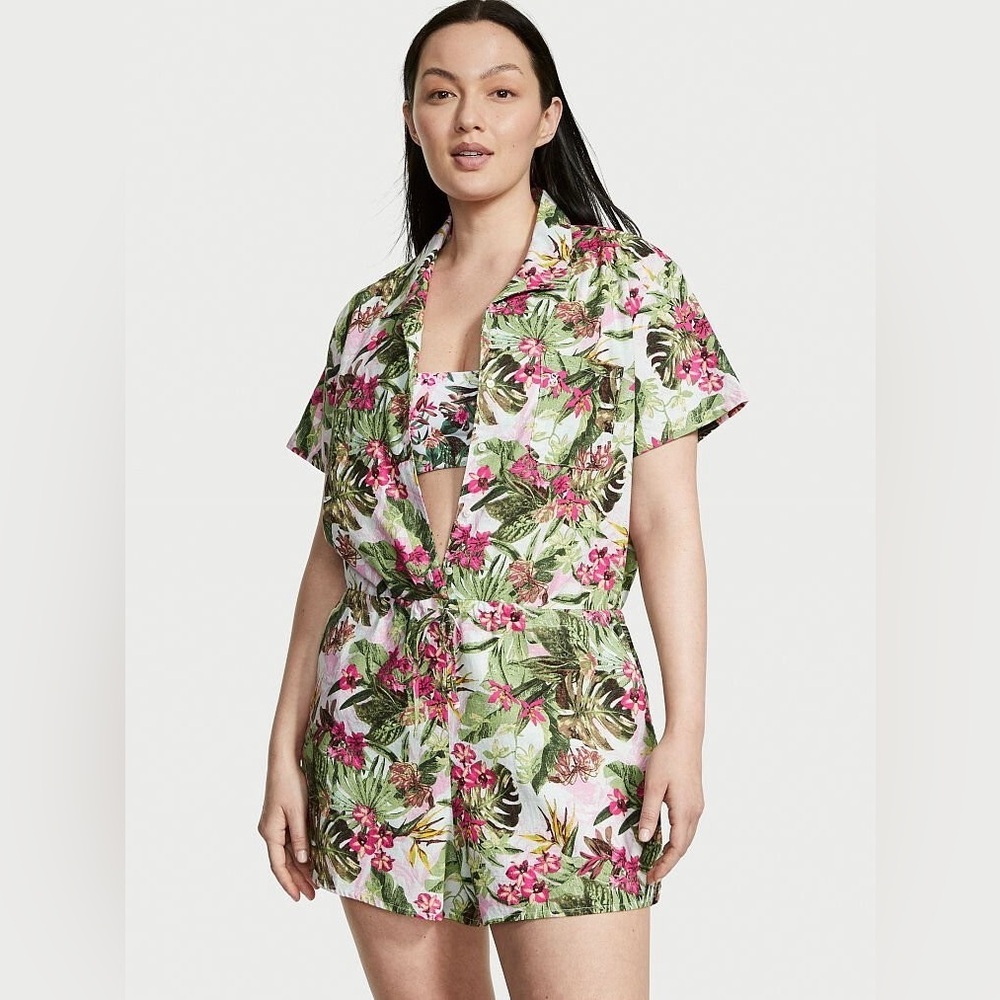 Victoria's Secret Palm Floral Tropical Romper Cover Up
